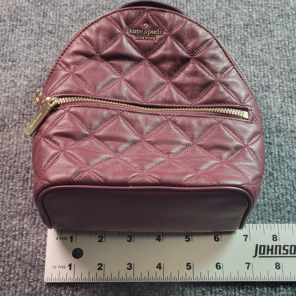Kate Spade Natalia Mini Convertible Backpack Cherrywood Quilted Leather - Picture 13 of 13